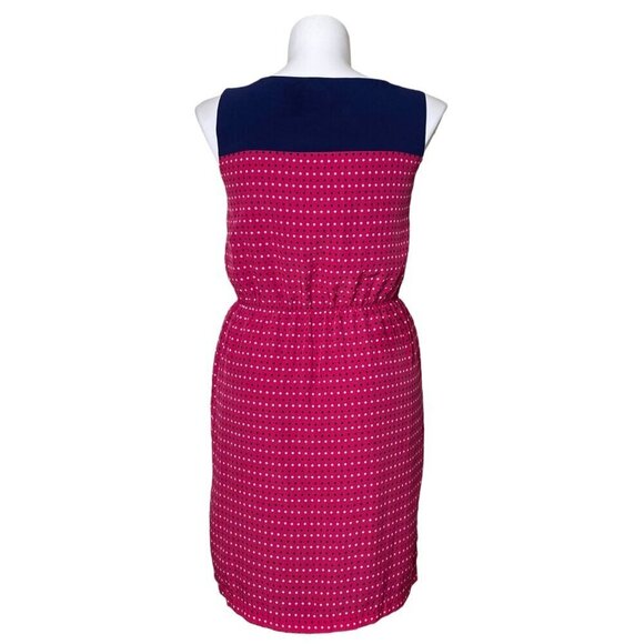 Tommy Hilfiger Polka Dot Elastic Waist Dress, Navy Pink Sleeveless Women's Size - Picture 5 of 10